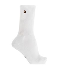 A Bathing Ape White Socks With Logo for men