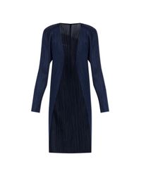 Pleats Please Issey Miyake Blue Pleated Coat