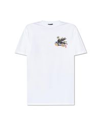Etro White T-Shirt With Colorfully Embroidered Logo