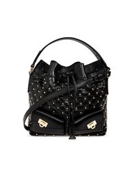 Ferragamo Black Leather Bag 'Drawstring'