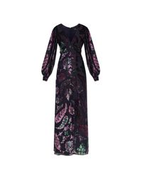 Etro Blue Dress With A Velvet Floral Motif