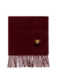 Moschino Red Wool Scarf With Fringes