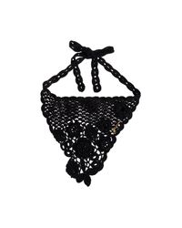 Ganni Black Crochet Headscarf