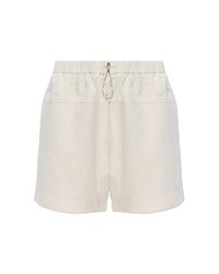 Moncler White Shorts With Logo Patch