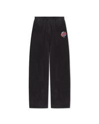 Balenciaga Black Distressed Planet Earth Printed Oversized Sweatpants for men