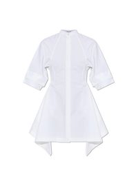 Alaïa White Asymmetrical Dress With Short Sleeves