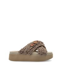 Inuikii Brown Platform Sandals 'Woven'
