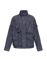 Stone Island Blue Jacket With Logo Patch for men