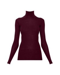 Jil Sander Purple Fitted Wool Turtleneck