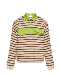 Versace Natural Striped Polo Shirt for men