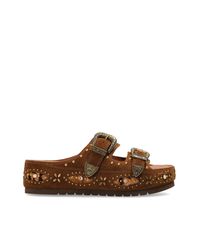 Kurt Geiger Brown Platform Sandals 'Western Buckle'