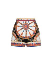Dolce & Gabbana White Shorts With 'Carretto' Print