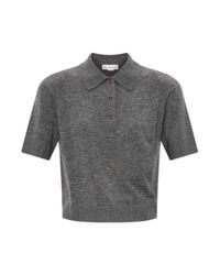 Victoria Beckham Gray Wool Polo
