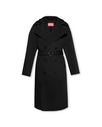 DIESEL Black ‘J- Matthew’ Hooded Trench Coat for men