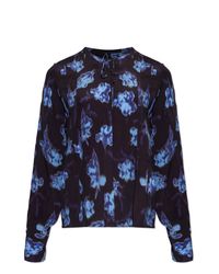 Rag & Bone Blue Blouse With Tie-Neck