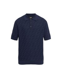 Fendi Blue Polo With Monogram for men