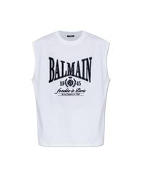 Balmain Gray Sleeveless T-Shirt for men