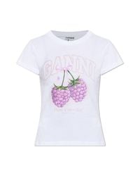 Ganni White T-Shirt With Logo