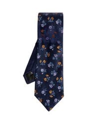 Dries Van Noten Blue Silk Tie With Floral Motif for men