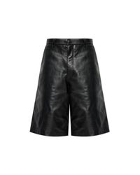 Balenciaga Black Leather Shorts for men