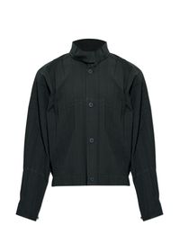 Homme Plissé Issey Miyake Black Pleated Jacket With A Stand-Up Collar for men