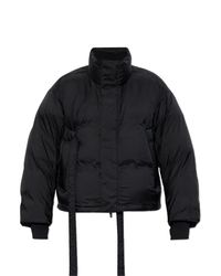 Y-3 Black Down Jacket With Pattern