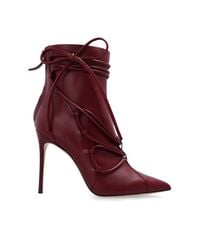 Sophia Webster Red Lace-Up Leather Stiletto Ankle Boots