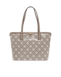 Tory Burch Gray "T Monogram Small" Tote