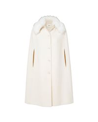 Fendi White Wool Cape