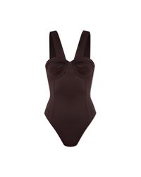 Balmain Brown One-Piece Swimsuit