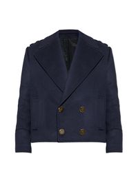 Balmain Blue Short Wool Coat for men