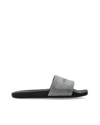 Alexander Wang White Rubber Slide Sandals With Shimmering Sequins