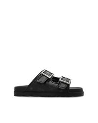 MCM Black Flip-Flops With Logo for men