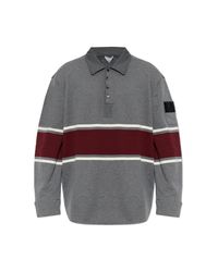 Bottega Veneta Gray Striped Cotton Polo for men