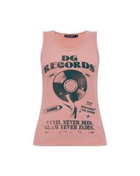 Dolce & Gabbana Pink Ribbed Top With Print