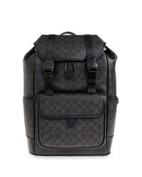 COACH Black Monogram Backpack for men