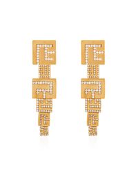 Balmain Metallic Earrings With Sparkling Crystals