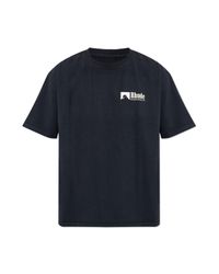 Rhude Blue T-Shirt With Printed Logo for men