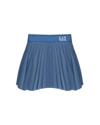 EA7 Blue Pleated Skirt With Logo