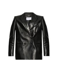 Givenchy Black Double-Breasted Leather Blazer