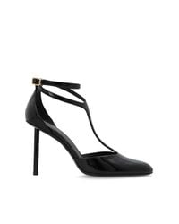 Ferragamo Black Sleek Stiletto T-Strap Heels