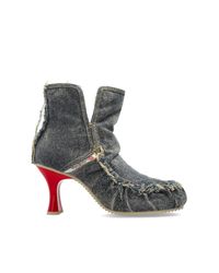 DIESEL White Heeled Ankle Boots 'D-Woodstock'