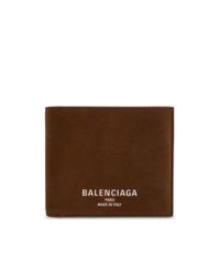 Balenciaga Brown Leather Wallet With Logo for men