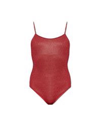 Oseree Red One-Piece Swimsuit With Lurex Thread