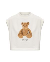 Palm Angels White Short Top With Printed Logo