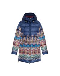 Etro Blue Down Jacket With Print