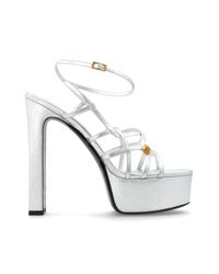 Versace White Leather Wedge Sandals
