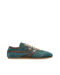 Dries Van Noten Green Suede Sports Shoes for men
