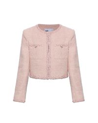 Self-Portrait Pink Tweed Blazer With Lurex Thread And Sequins