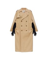 MM6 by Maison Margiela Natural Trench Coat With Decorative Tie